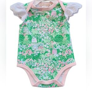 The Beaufort Bonnet Company Green and Pink Floral Baby One-Piece